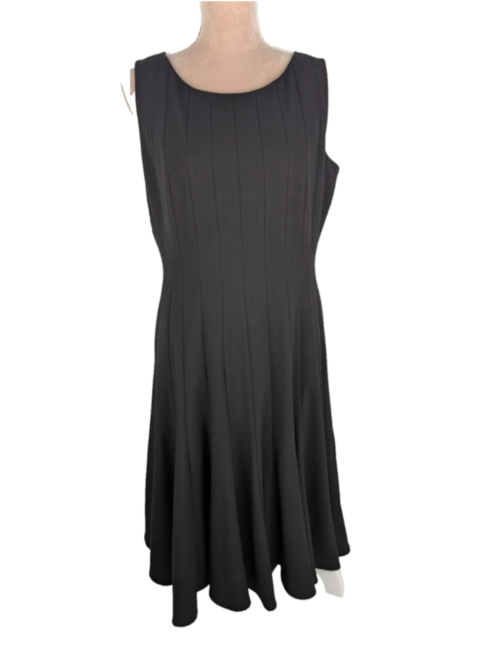 Calvin Klein Pleated Black Midi Dress Sz 12 Business Classic Minimalist
